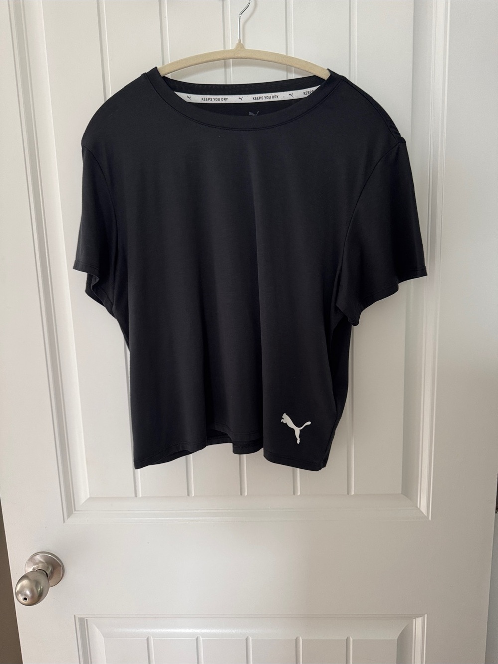 Puma Black Short Sleeve Performance Tee with White Logo